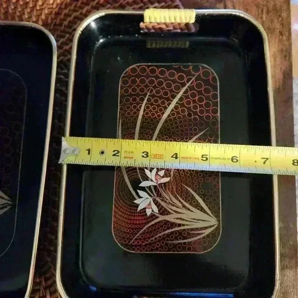 Lacquerware Serving Trays w/Handles Toyo Japan Black Vintage Serveware - Picture 6 of 8